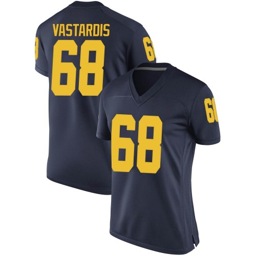 Andrew Vastardis Michigan Wolverines Women's NCAA #68 Navy Game Brand Jordan College Stitched Football Jersey RKD2854BO